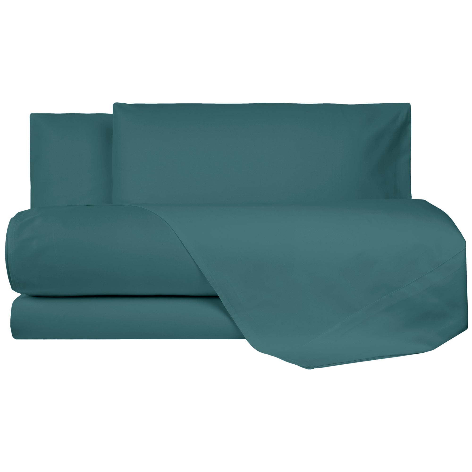 Completo Letto Singolo In Puro Cotone - Color Ottanio/Verde Acqua - Lenzuola Italiane