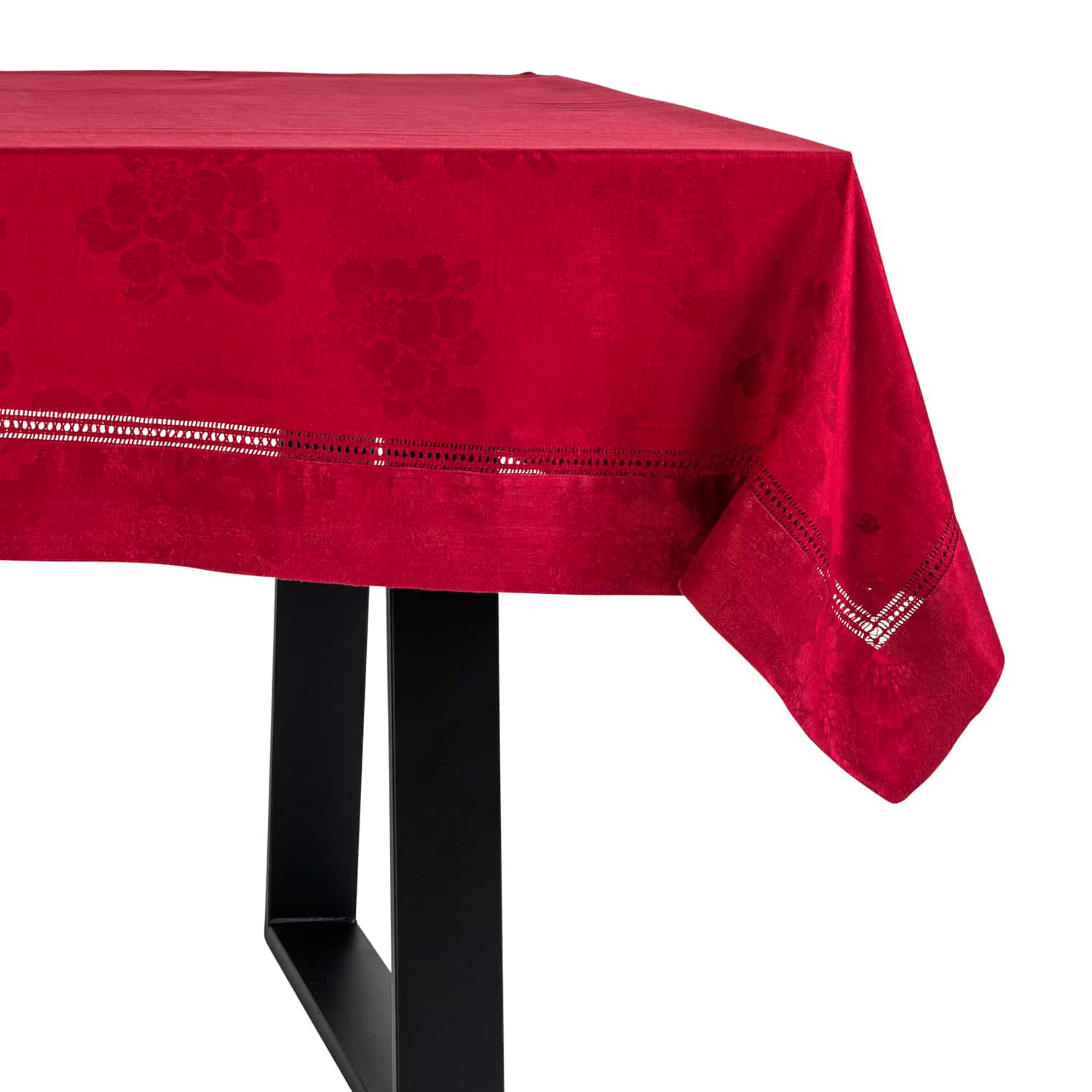 Tovaglia Ricamata in 100% Cotone Fiandra Bordeaux | Zenoni & Colombi