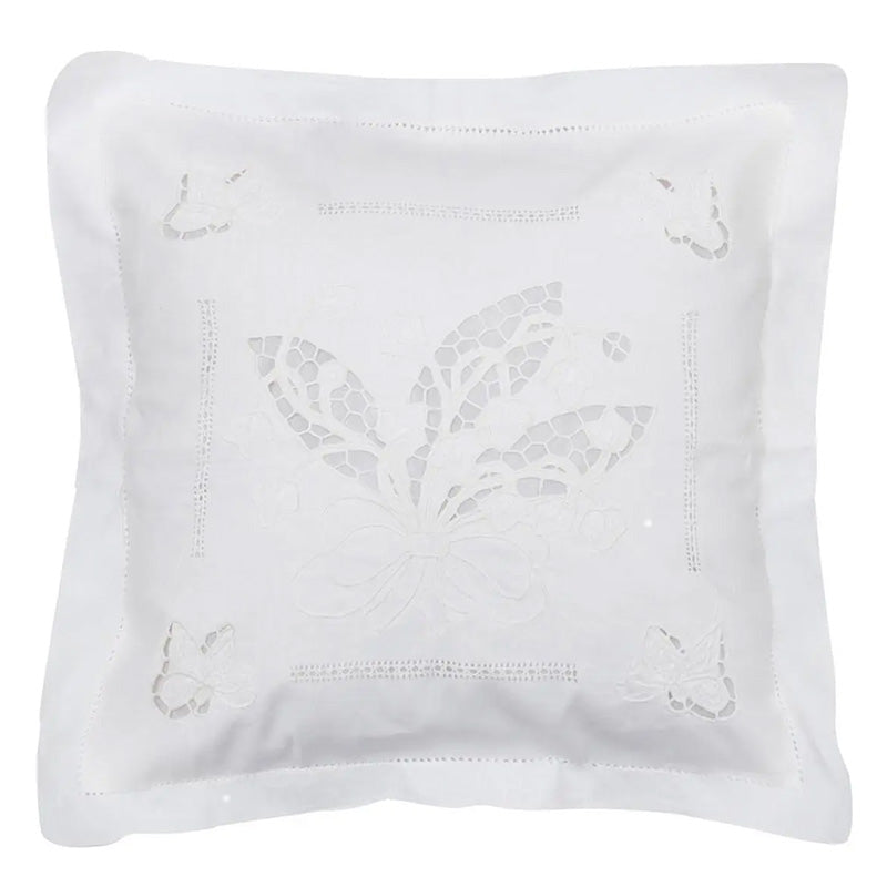 Zenoni & ColombiFedera arredo ricamata a mano in misto Lino Made in Italy variante Fenice 42x42 cm