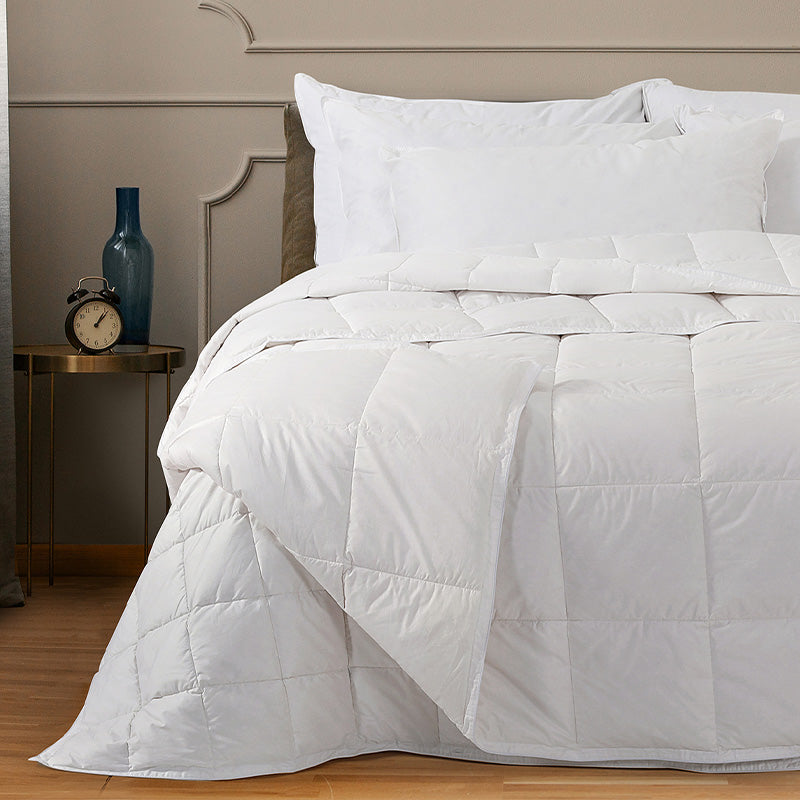 Couette en plumes, duvet d'oie, soie, percale de coton