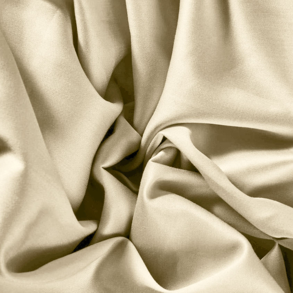 Cream Beige 100% Cotton Satin Duvet Cover with Pillowcases