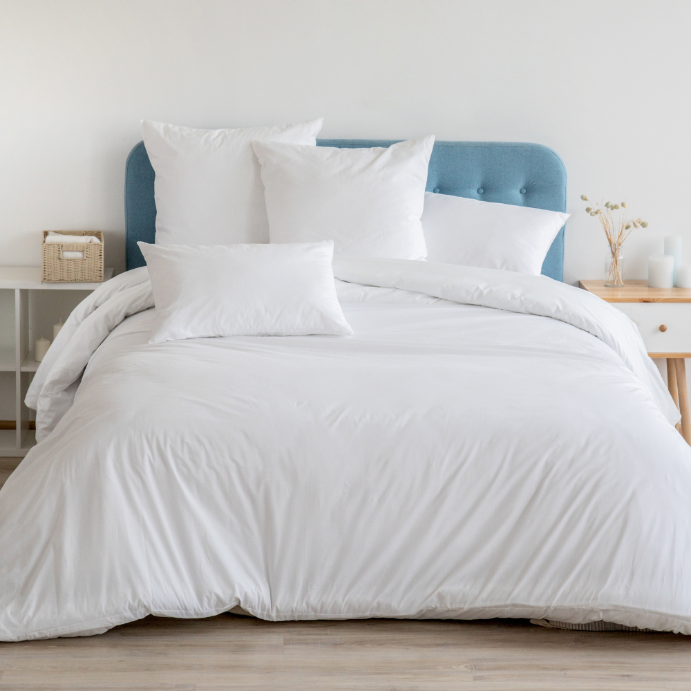 100% White Cotton Percale Duvet Cover with Pillowcases