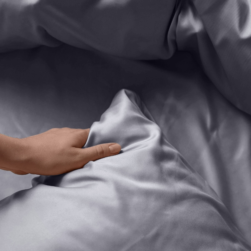 Imperial Grey Bettbezug aus 100 % Baumwollsatin mit Kissenbezügen