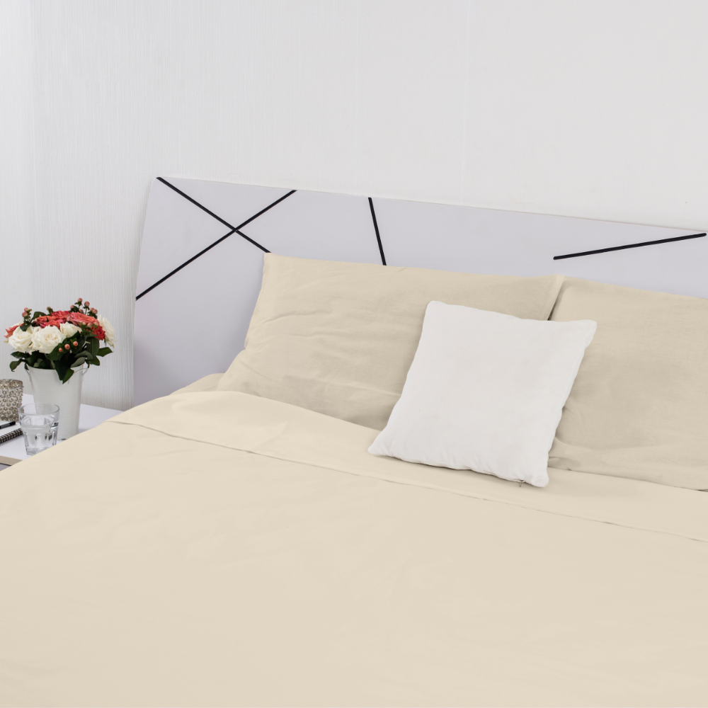 Sheet set in 100% Cotton Percale Sand