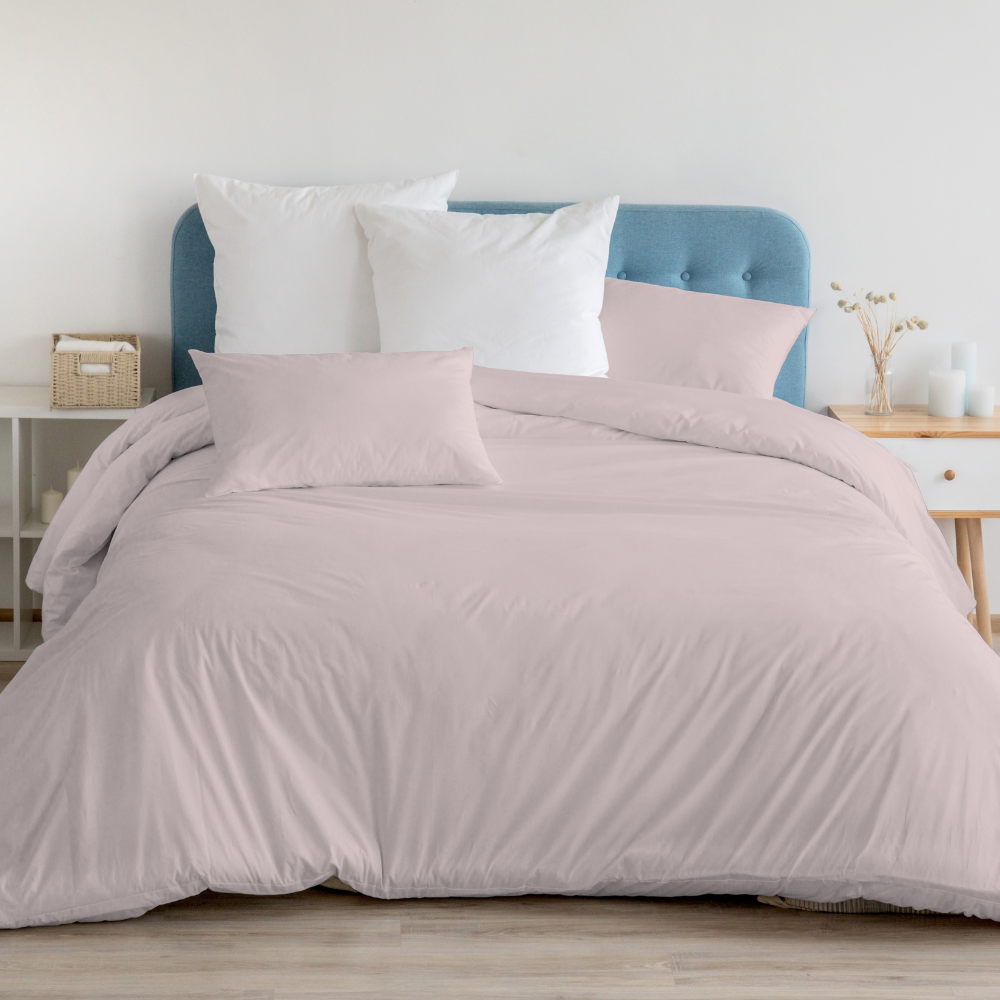 Duvet cover in 100% Pearl Pink Cotton with Pillowcases