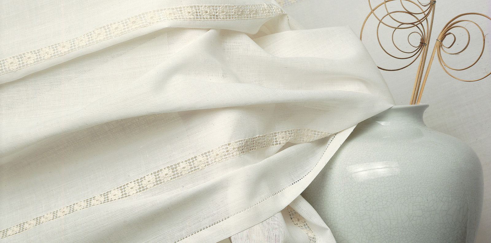 Zenoni & Colombi Telo Tenda Ricamata A Mano Filet Floreale Made In