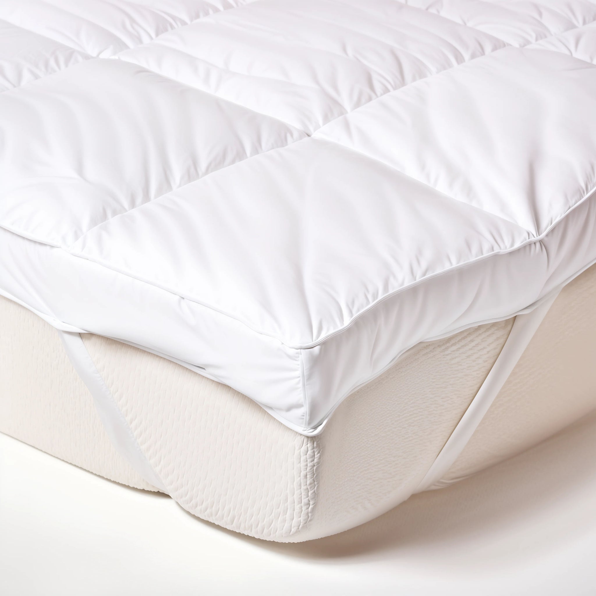 Mattress Cover Topper in 100% Goose Down, Made in Italy - with Elastic Corners