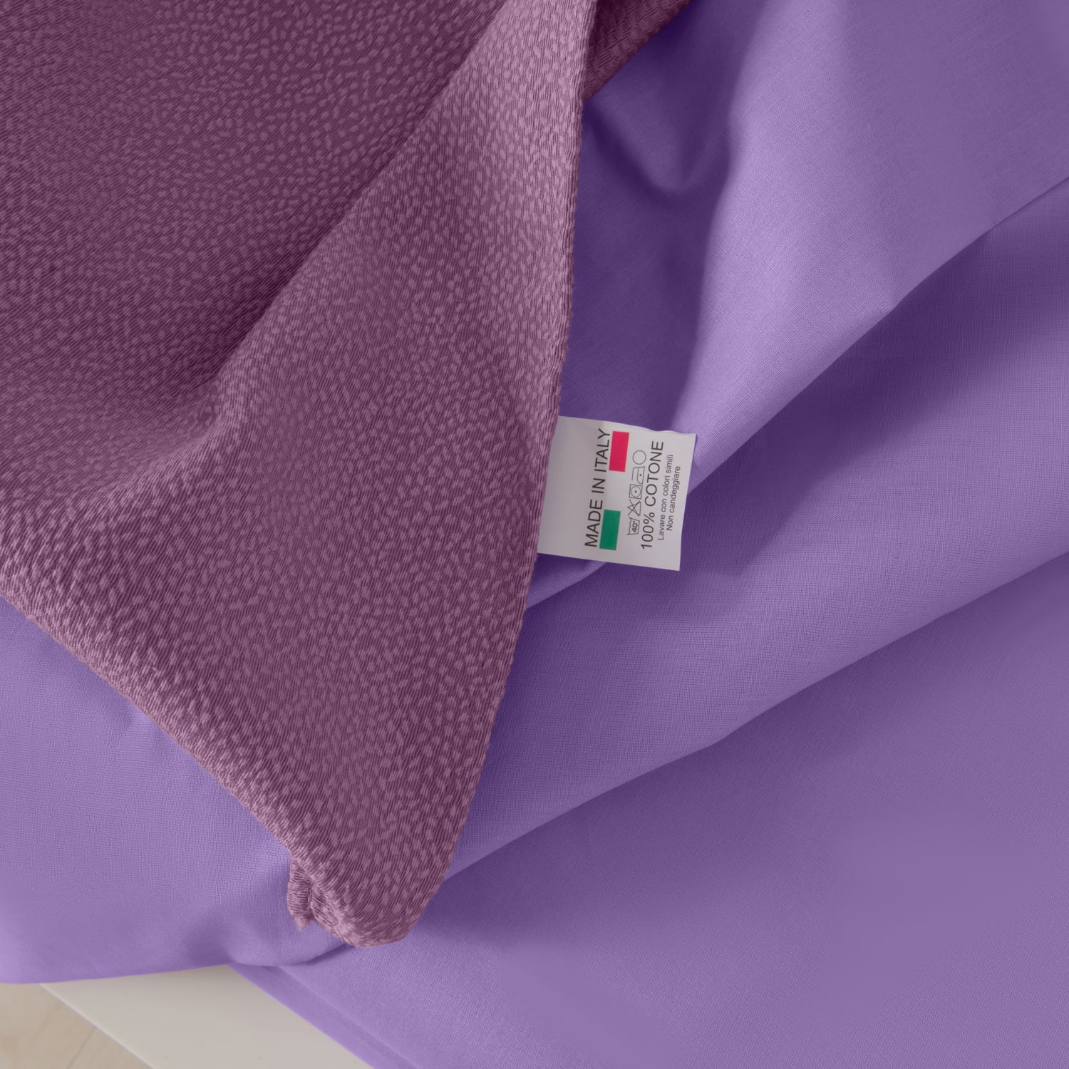 Completo copriletto con federe in cotone Jacquard Keppler Malva