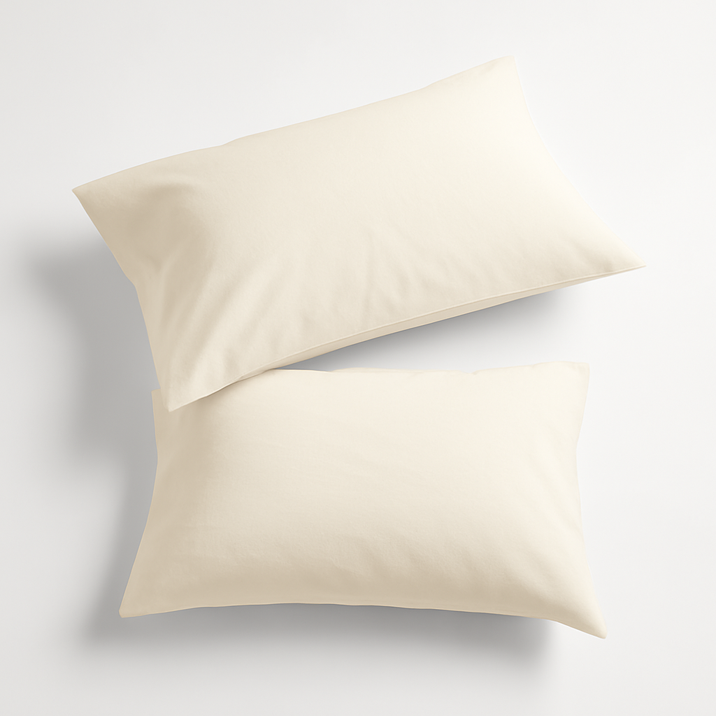 Par de Fundas de Almohada 100% Algodón Made in Italy Color Sólido 50x80cm