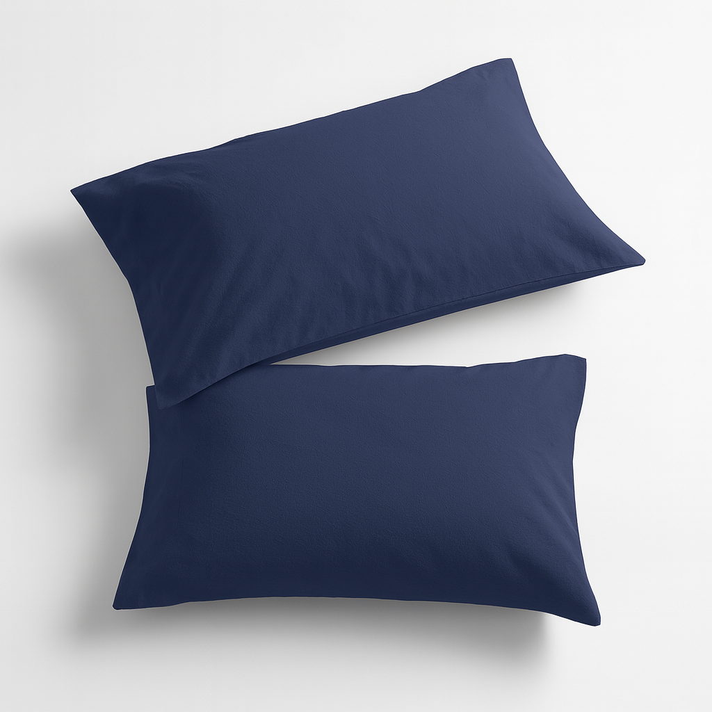 Par de Fundas de Almohada 100% Algodón Made in Italy Color Sólido 50x80cm