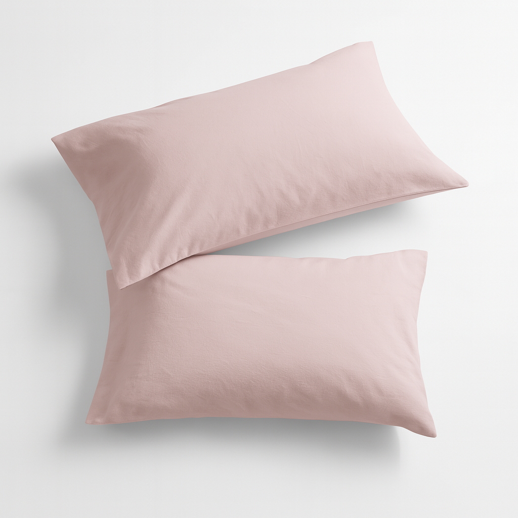 Coppia Di Federe Standard Bianca In Percalle Di Cotone 200 Fili, Rosa Cipria, 50x75 Cm, Oeko-Tex - 5