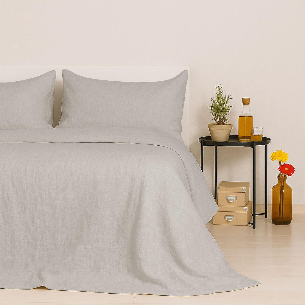 Completo Lenzuola in Lino 100% Grigio