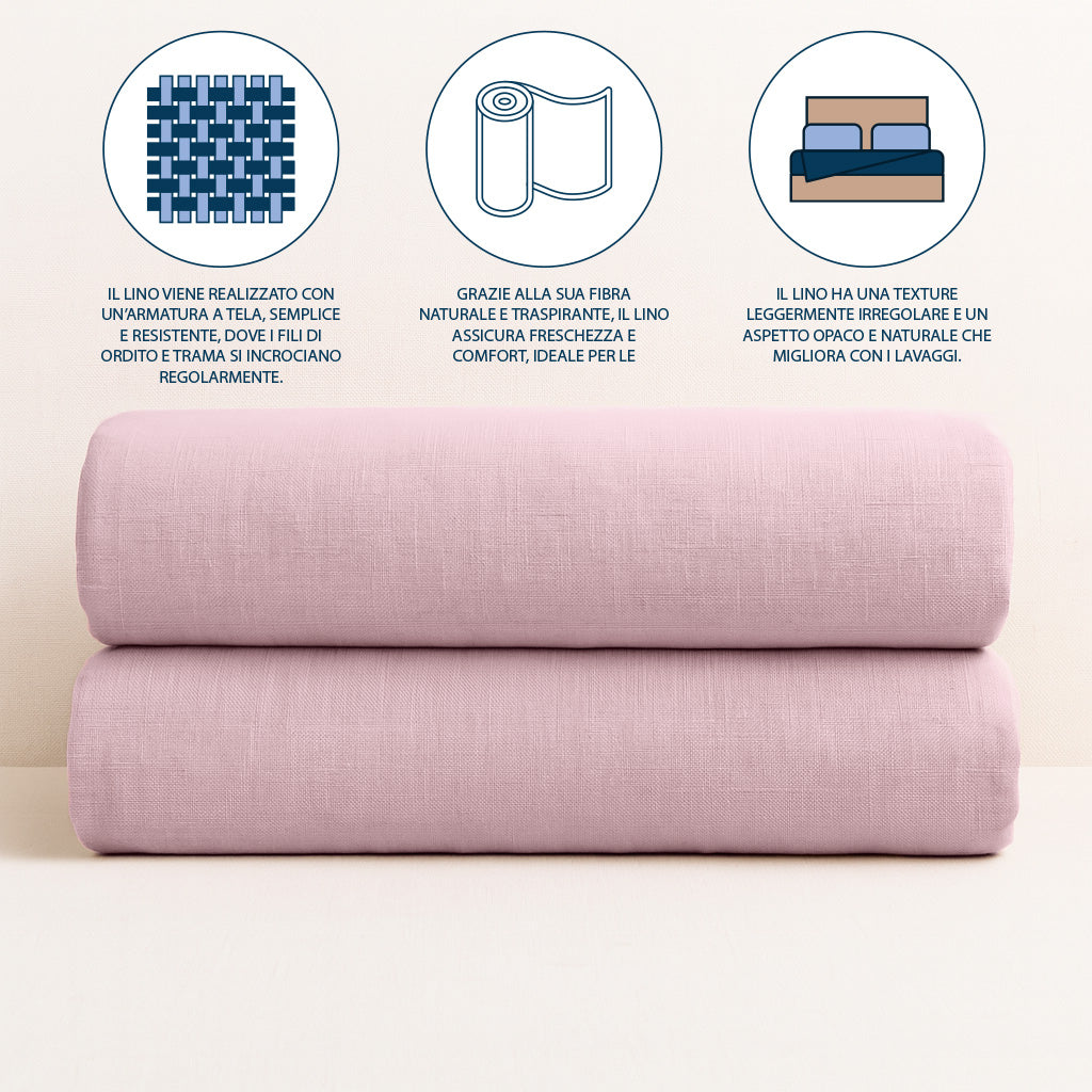 Completo Lenzuola in Lino 100% Rosa