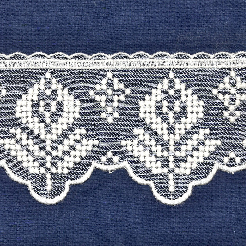 10 cm Sardinian stitch embroidered tulle border
