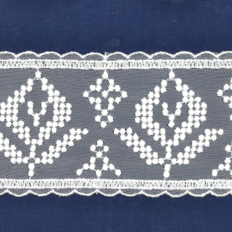 8 cm Sardinian stitch embroidered tulle border