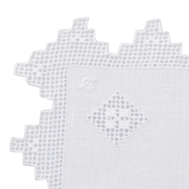 Hand-embroidered doily in pure linen Made in Italy Etruria variant (2 pieces)