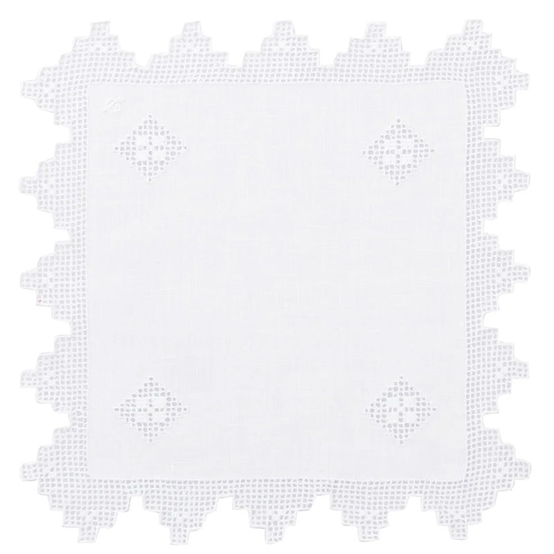 Hand-embroidered doily in pure linen Made in Italy Etruria variant (2 pieces)