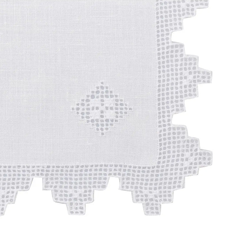 Hand-embroidered doily in pure linen Made in Italy Etruria variant (2 pieces)