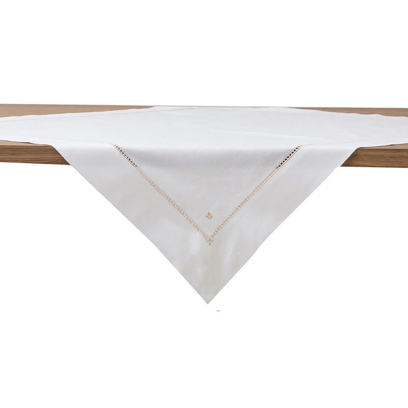 Centro de mesa bordado a mano en algodón Made in Italy, variante Gigliuccio