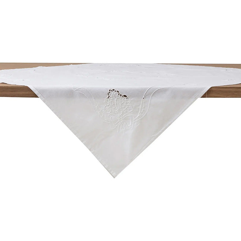 Centro de mesa bordado a mano en algodón Made in Italy variante Papillon
