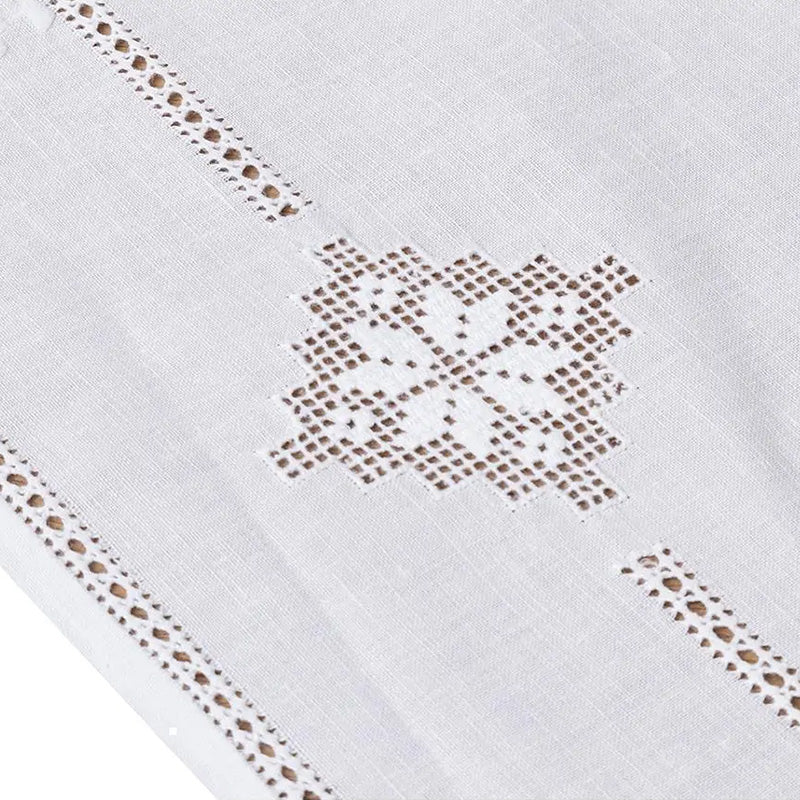 Hand-embroidered centerpiece in Linen and Cotton blend Made in Italy variant Sara