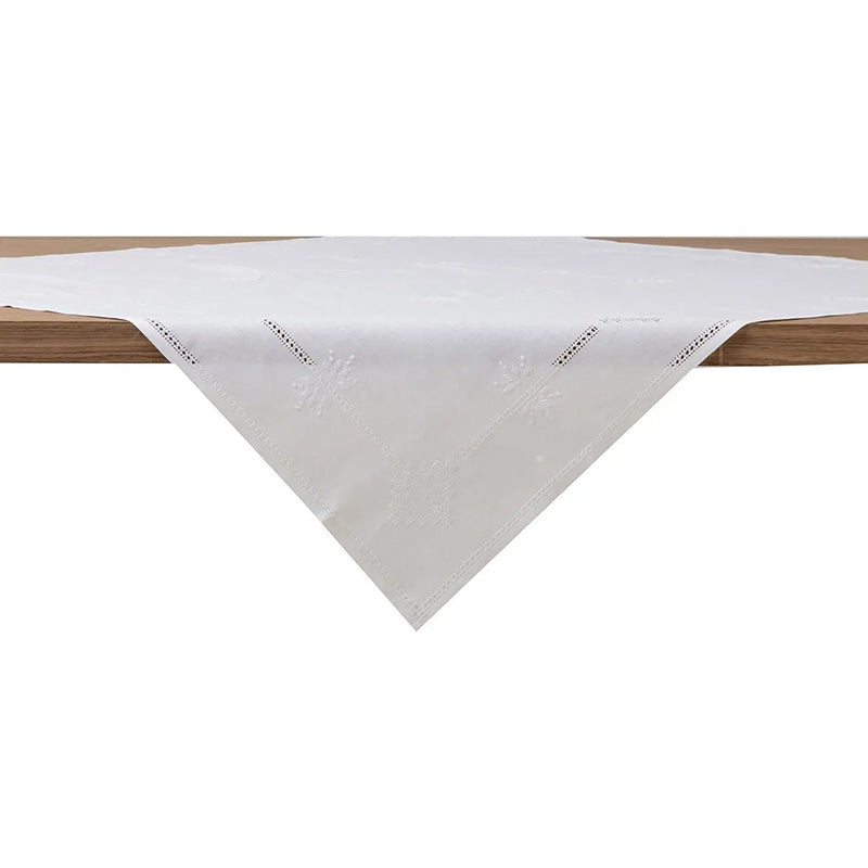 Centro de mesa bordado a mano en mezcla de lino y algodón Made in Italy, variante Sara