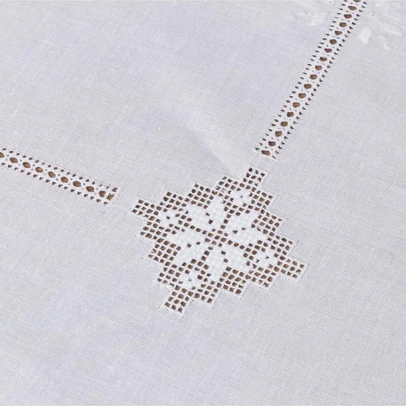 Hand-embroidered centerpiece in Linen and Cotton blend Made in Italy variant Sara