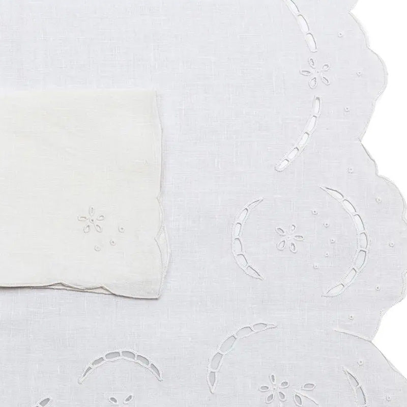 Tea tablecloth + 4 embroidered napkins 100% Cotton variant Elide