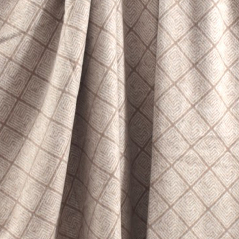 Damier-Decke aus Wollmischung mit beigem Jacquard-Design