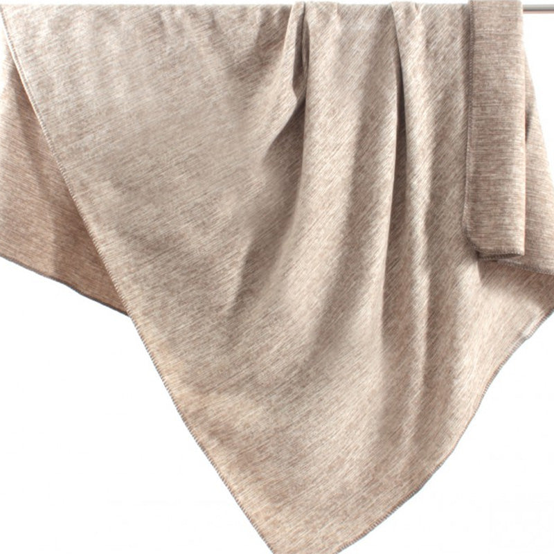Striped wool blend blanket with Beige Jacquard design
