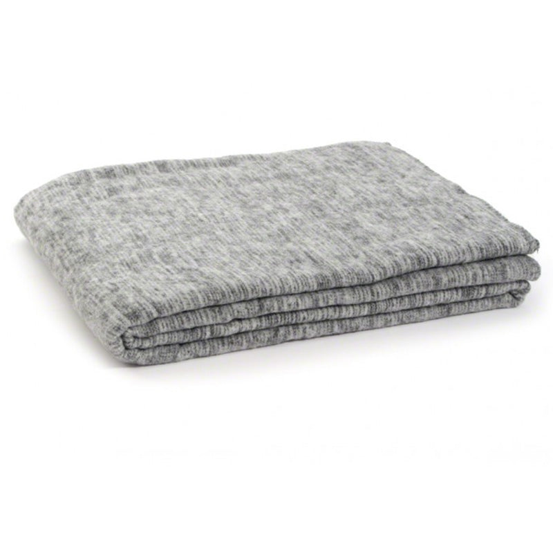 Striped wool blend blanket with Gray Jacquard design