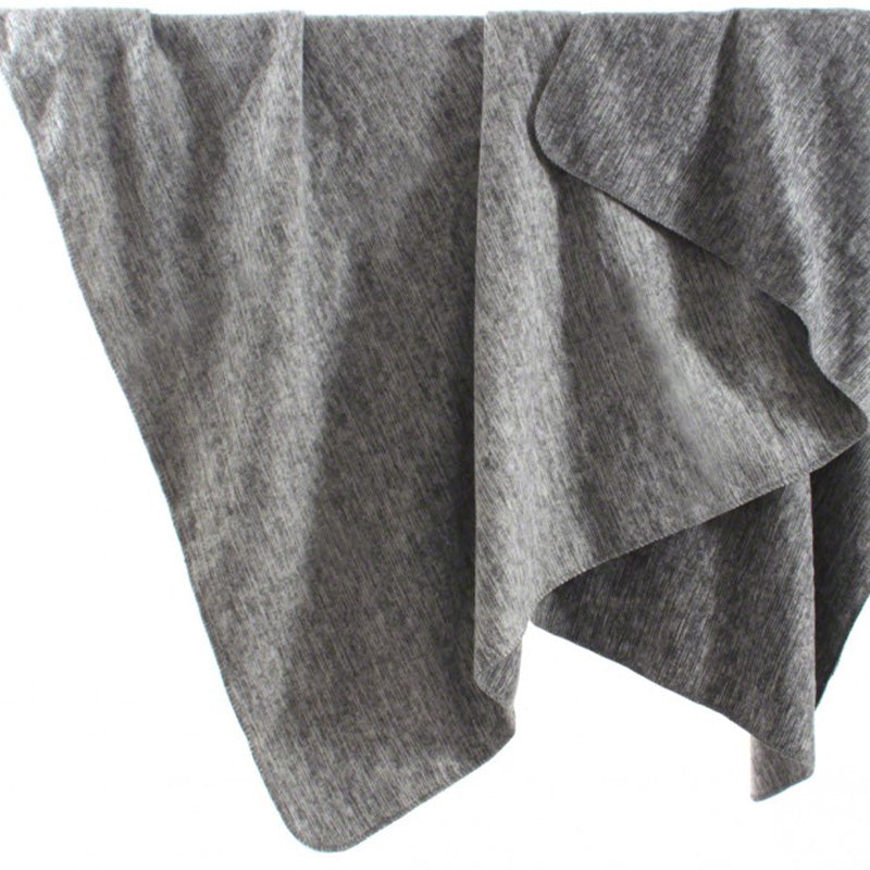 Striped wool blend blanket with Gray Jacquard design