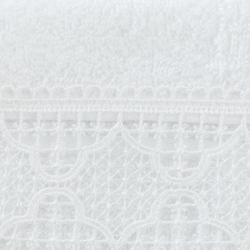 Paire d'invités et serviette en mousse avec insert macramé 1662 Made in Italy Blanc