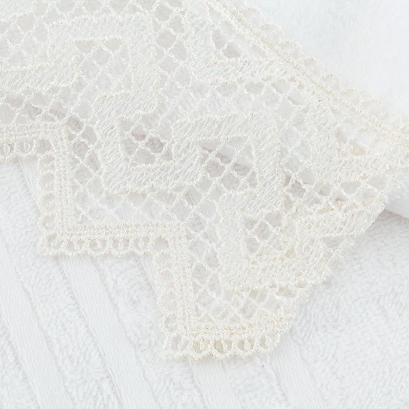 Guest Pair and Sponge Towel with Macramè Insert 1689 Made in Italy White