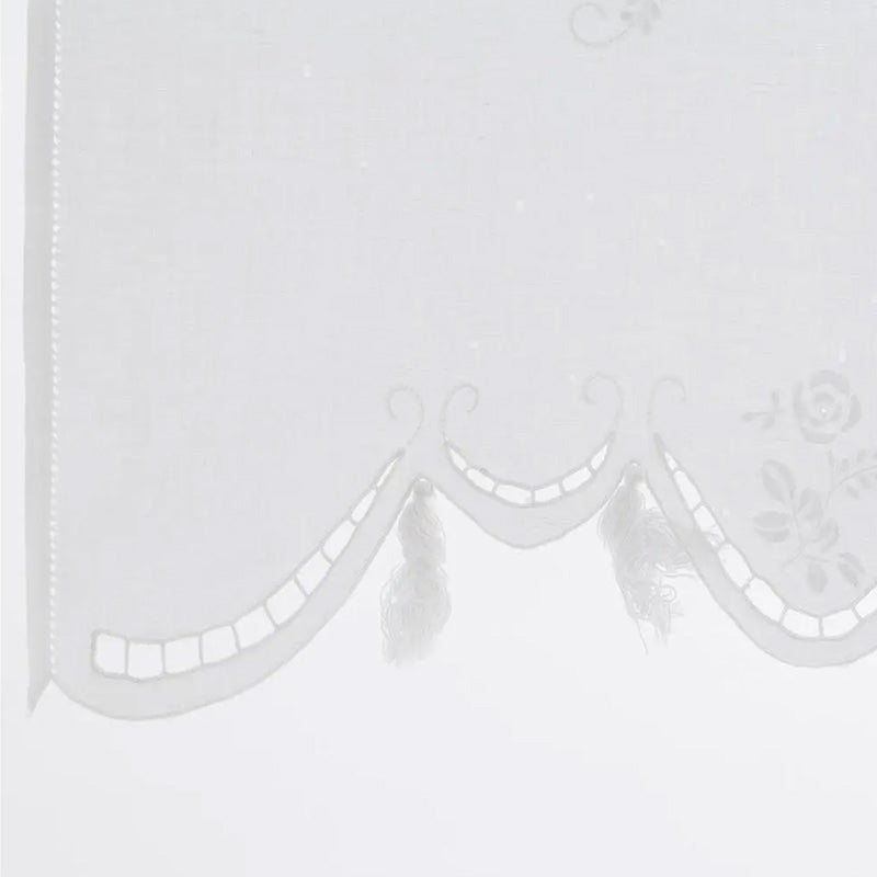 Par de cortinas bordadas a mano en mezcla de lino Made in Italy, variante italiana 800