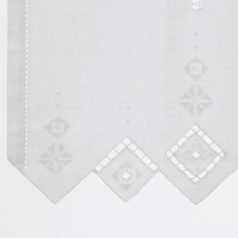 Pair of hand-embroidered curtains in linen blend Made in Italy variant Punto Antico Italiano