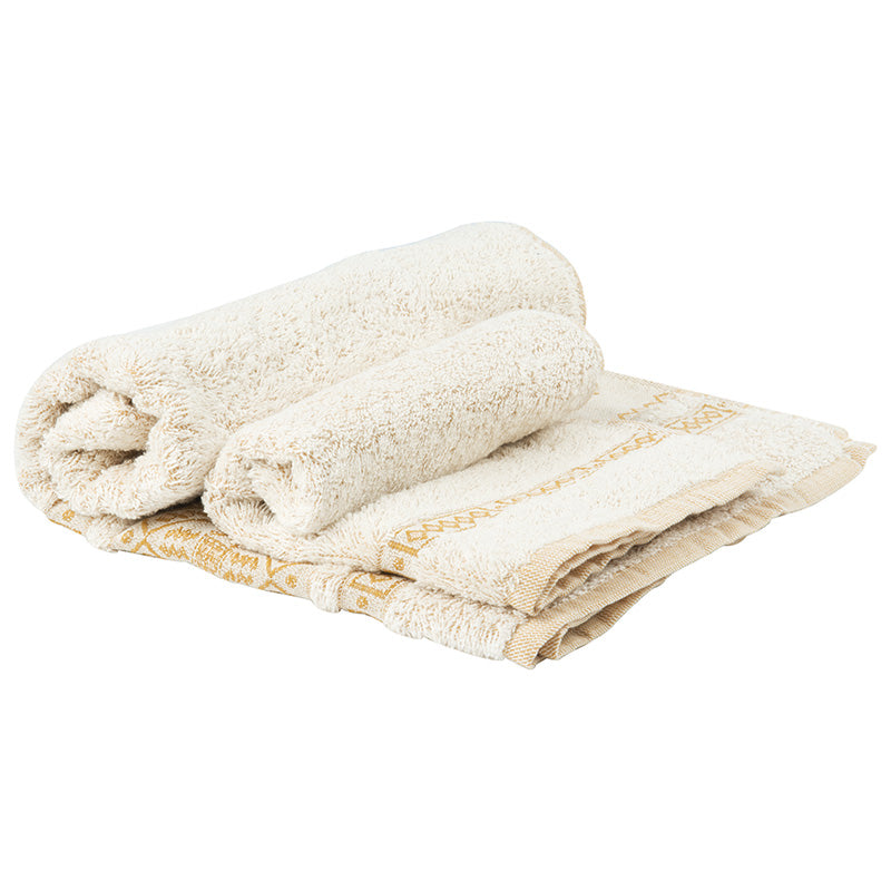 Par de invitadas + toalla esponja jacquard 450 gr Punto Antico Toscano Mostaza