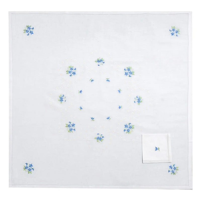 Tea tablecloth + 4 embroidered napkins 100% Cotton variant Enrica