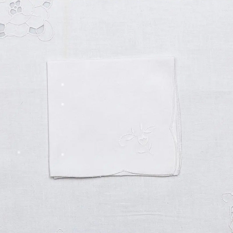 Tea tablecloth + 4 hand-embroidered napkins in pure Cotton Made in Italy Rossella