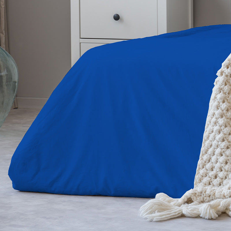 Duvet cover with pillowcases in 100% Royal Blue Cotton