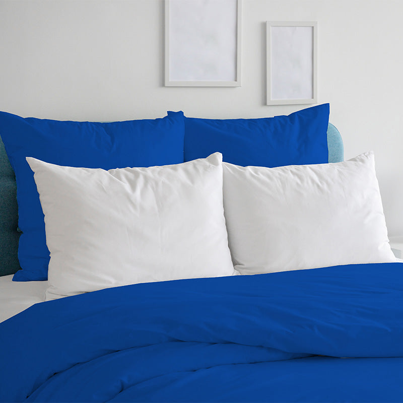 Duvet cover with pillowcases in 100% Royal Blue Cotton