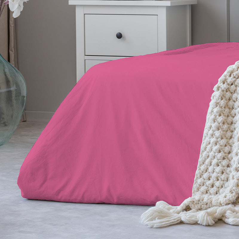 Bettbezug mit Kissenbezügen aus 100 % fuchsiafarbener Baumwolle
