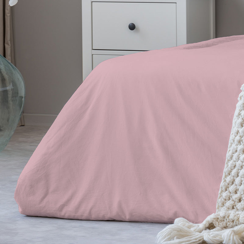 Duvet cover with pillowcases in 100% Pink Cotton