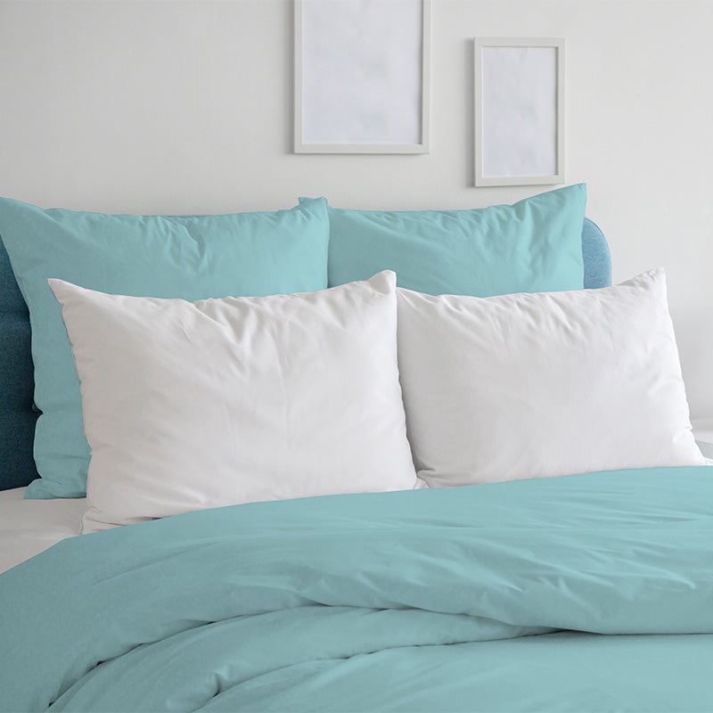 Duvet cover with pillowcases in 100% Turquoise Cotton