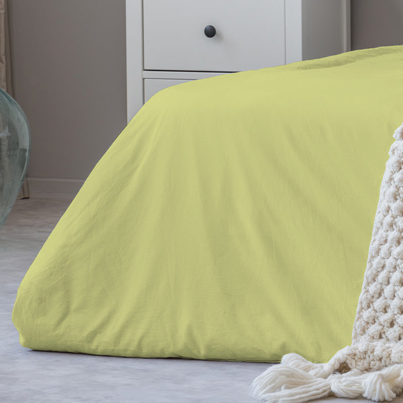 Duvet cover with pillowcases in 100% Lime Green Cotton