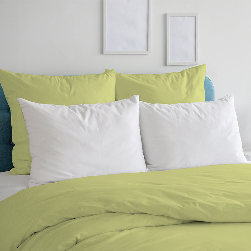 Duvet cover with pillowcases in 100% Lime Green Cotton