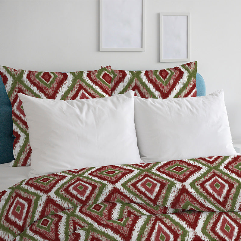 Duvet cover with pillowcases 100% Ikat Sivilla printed satin