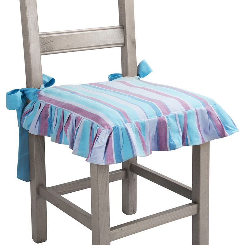 Provencal chair cushion 100% cotton Light blue