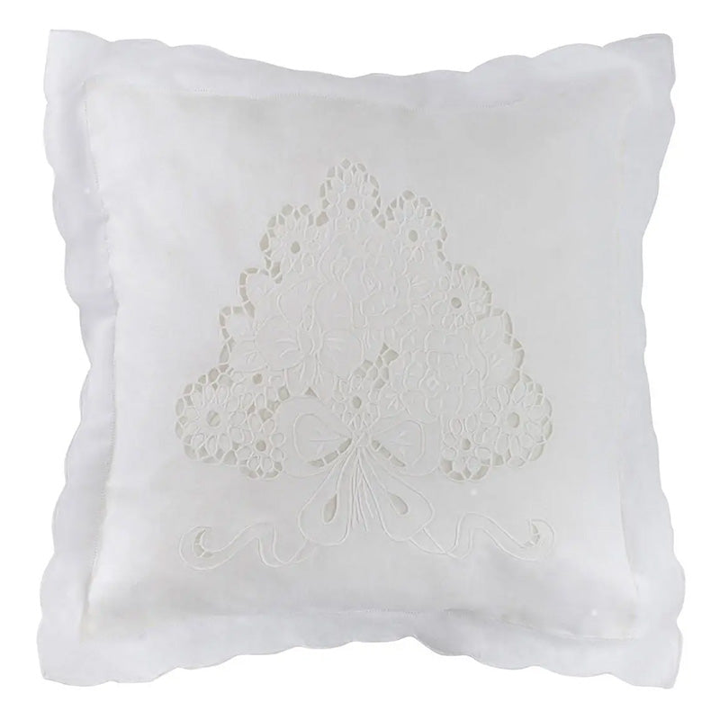 Hand embroidered pillowcase in Linen blend Made in Italy Papillon variant 42x42 cm