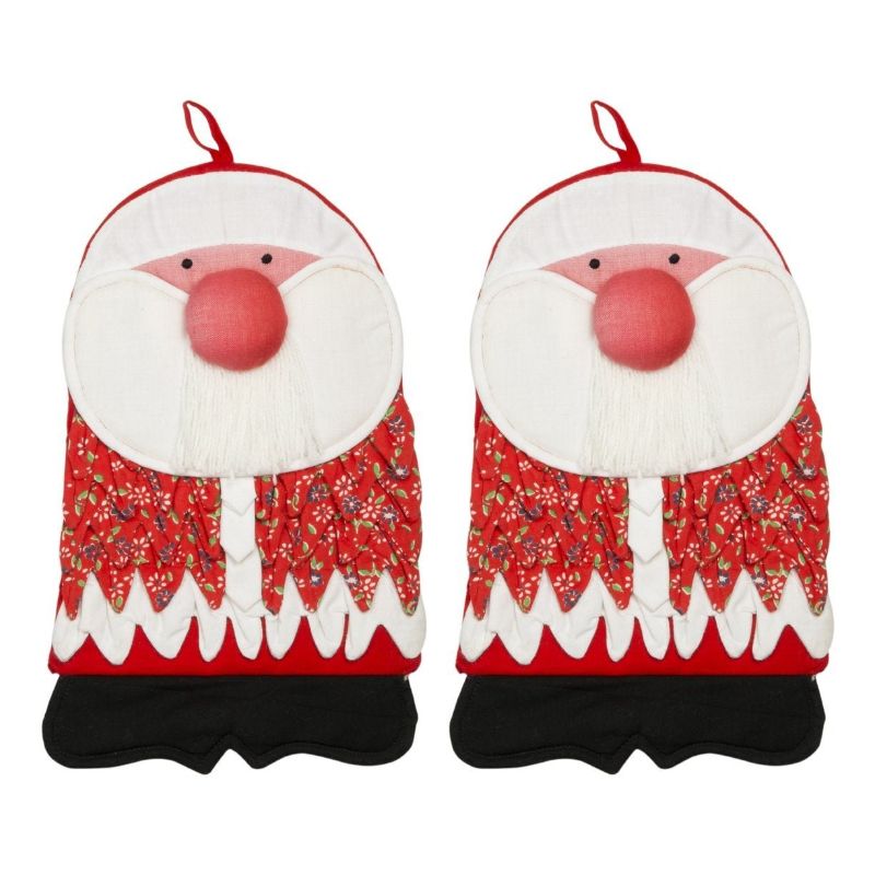 Father Christmas oven mitts in pure cotton (2 pieces)
